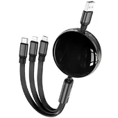 Дата кабель Hoco X78 Easy pull storage 3in1 (1m) Black