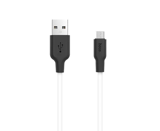 Дата кабель Hoco X21 Silicone MicroUSB Cable (1m) Черный / Белый