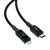 Дата кабель Acefast MFI C6-01 USB-C to Lightning zinc alloy digital display braided (1m) Black