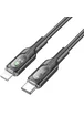 Дата кабель Hoco U120 Transparent explore Intelligent Power-off PD 27W Type-C to Lightning (1.2m) Black
