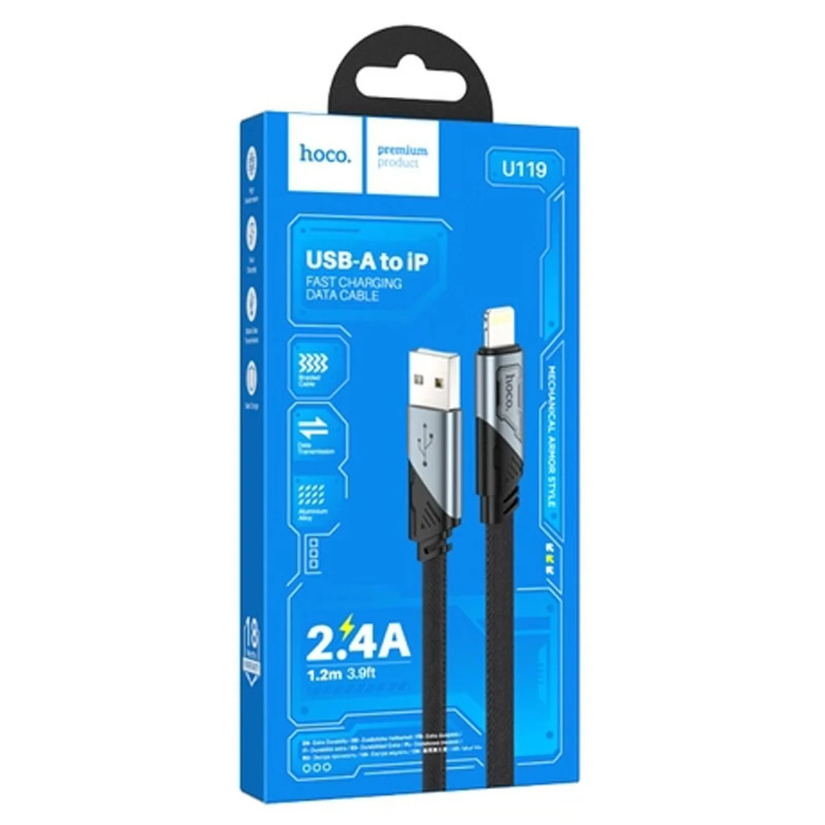 Дата кабель Hoco U119 Machine charging data USB to Lightning (1.2m) Black