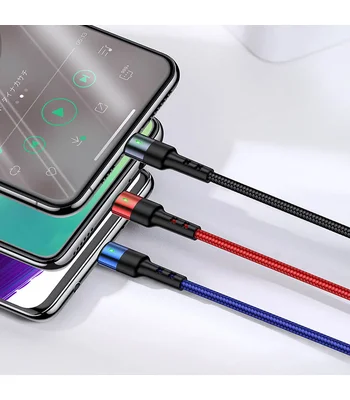 Дата кабель Usams US-SJ318 U26 Spring 3in1 Usb to Combo (1.5m) Черный