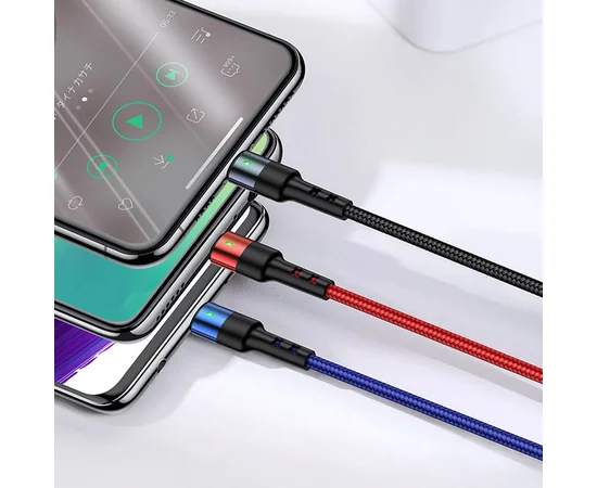 Дата кабель Usams US-SJ318 U26 Spring 3in1 Usb to Combo (1.5m) Черный