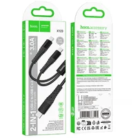 Дата кабель Hoco X123 Victory 2in1 Type-C to Type-C/Type-C 3A (1m) Black
