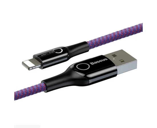 Дата кабель Baseus C-shaped (со световым индикатором) USB to Lightning 2.4A (1m) Фиолетовый