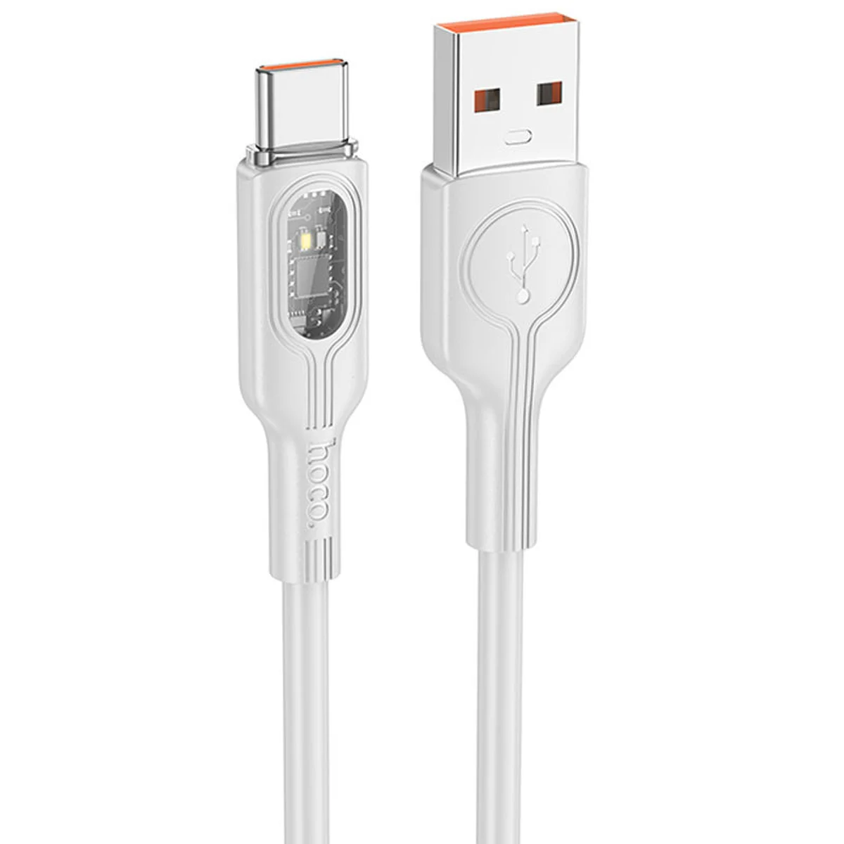 Дата кабель Hoco U120 Transparent explore intelligent power-off USB to Type-C 5A (1.2m) Gray