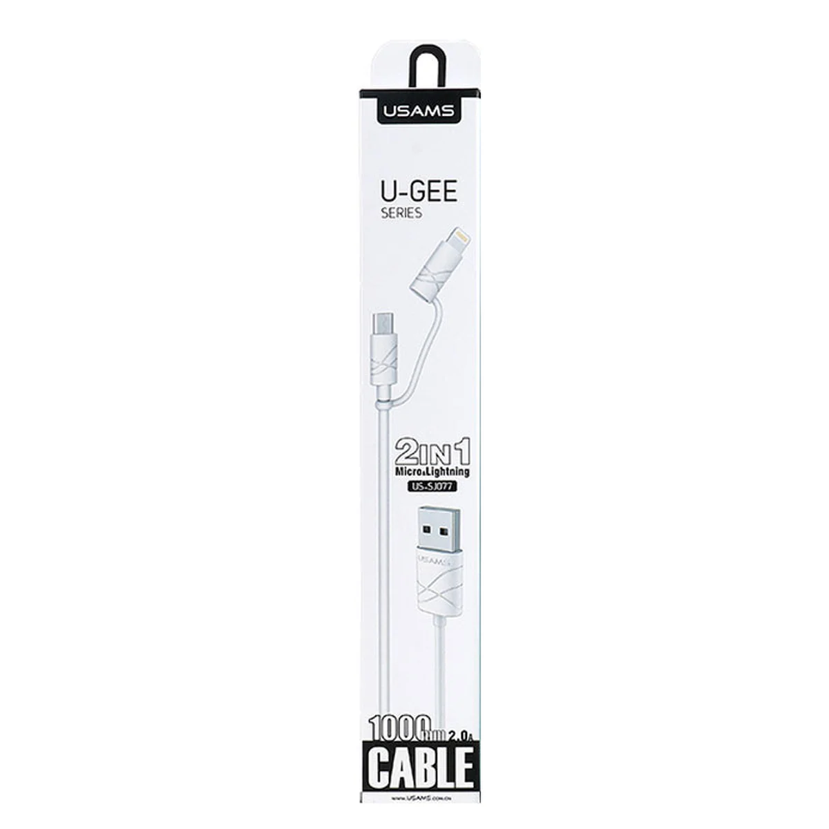 Дата кабель Usams US-SJ077 2in1 U-Gee USB to Micro USB + Lightning (1m) Белый