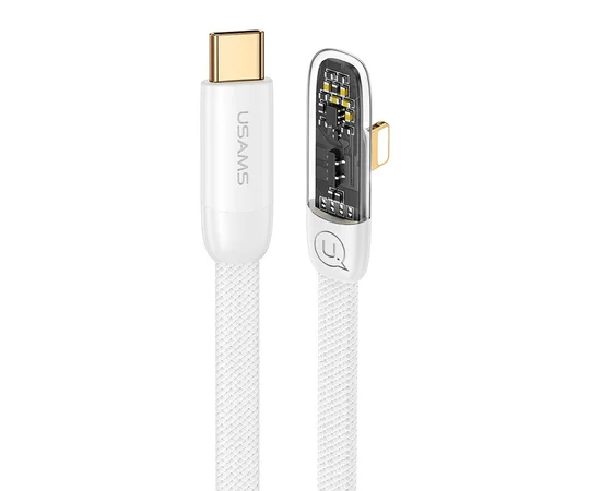 Дата кабель USAMS US-SJ583 Type-C to Lightning PD 20W Right-angle (1.2m) White