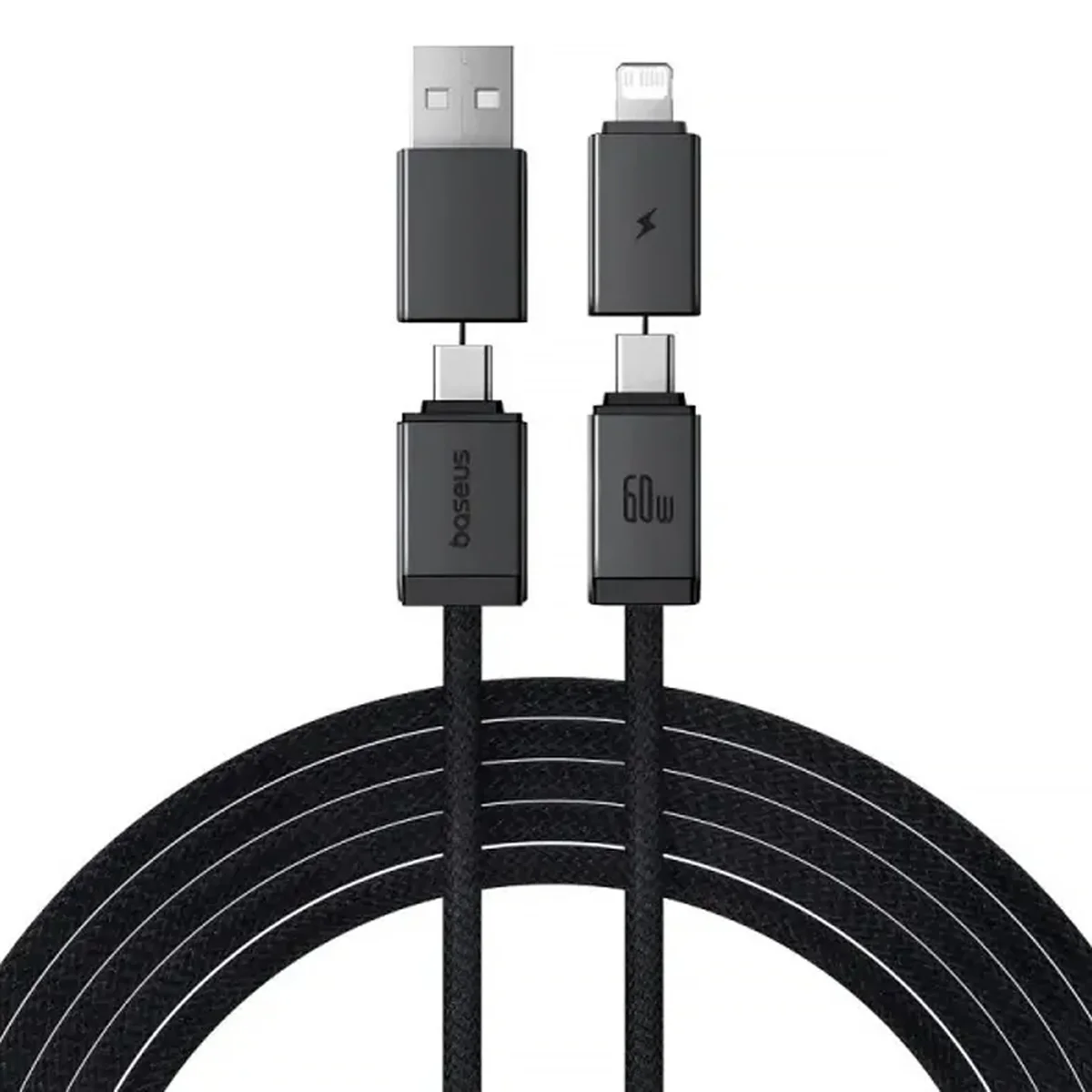 Дата кабель Baseus Versatile Two-for-Two USB/Type-C to Type-C/Lightning 60W (1m) (CB000162) Cosmic Black