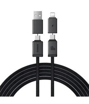 Дата кабель Baseus Versatile Two-for-Two USB/Type-C to Type-C/Lightning 60W (1m) (CB000162) Cosmic Black