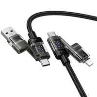 Дата кабель Hoco U151 Goldsmith 4in1 Type-C to USB/Type-C to Lightning 240W (1.2m) Black