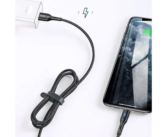 Дата кабель USAMS US-SJ425 U-Bob Series USB to Lightning Smart Power-off Cable (1.2m) Черный