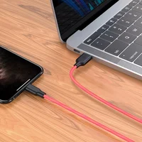 Дата кабель Hoco X21 Plus Fluorescent Silicone Lightning Cable (1m) Червоний
