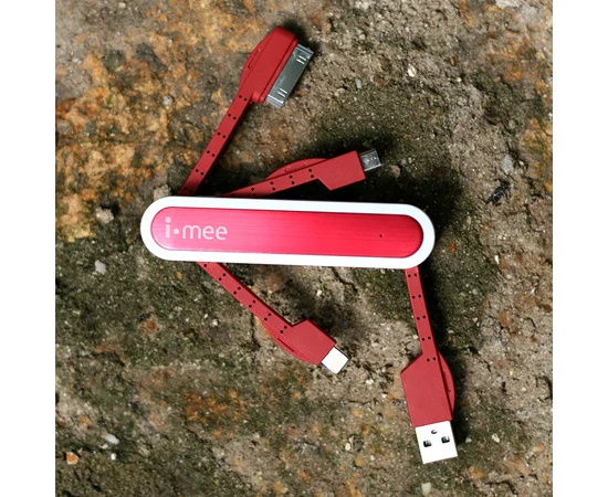 Дата кабель i-mee / melkco 3 в 1 (microUSB/30pin/lightning) Белый / Красный