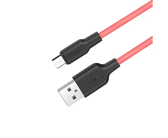 Дата кабель Hoco X21 Plus Silicone MicroUSB Cable (0.25m) Black / Red