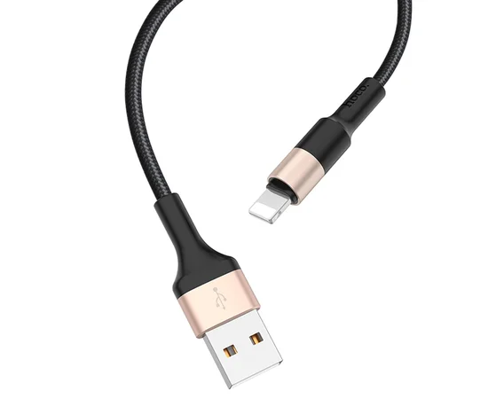 Дата кабель Hoco X26 Xpress Lightning Cable (1m) Черный / Золотой