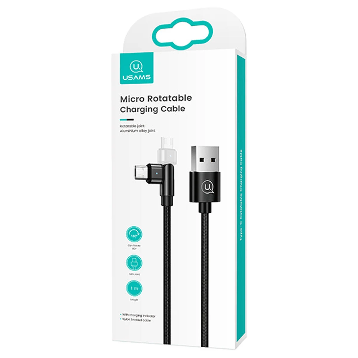 Дата кабель USAMS US-SJ478 U60 Rotatable USB to MicroUSB (1m) Черный