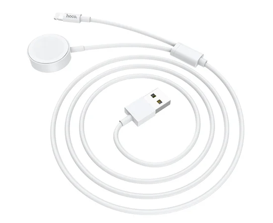 Дата кабель Hoco U69 2in1 lightning + зарядное устройство для Apple Watch (1.2М) Белый