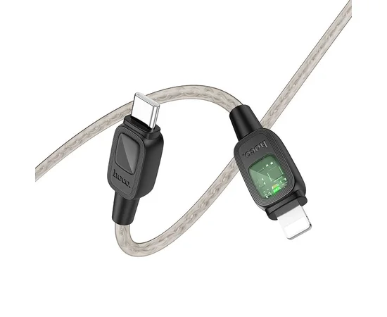 Дата кабель Hoco U124 Stone silicone power-off Type-C to Lightning Black