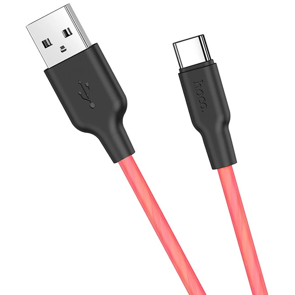 Дата кабель Hoco X21 Plus Fluorescent Silicone Type-C Cable (1m) Червоний