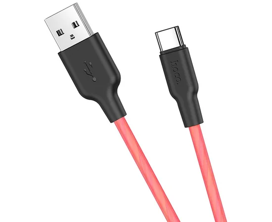 Дата кабель Hoco X21 Plus Fluorescent Silicone Type-C Cable (1m) Красный