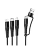 Дата кабель Hoco X123 Victory 3in1 Type-C to Lightning/Type-C/MicroUSB 3A (1m) Black
