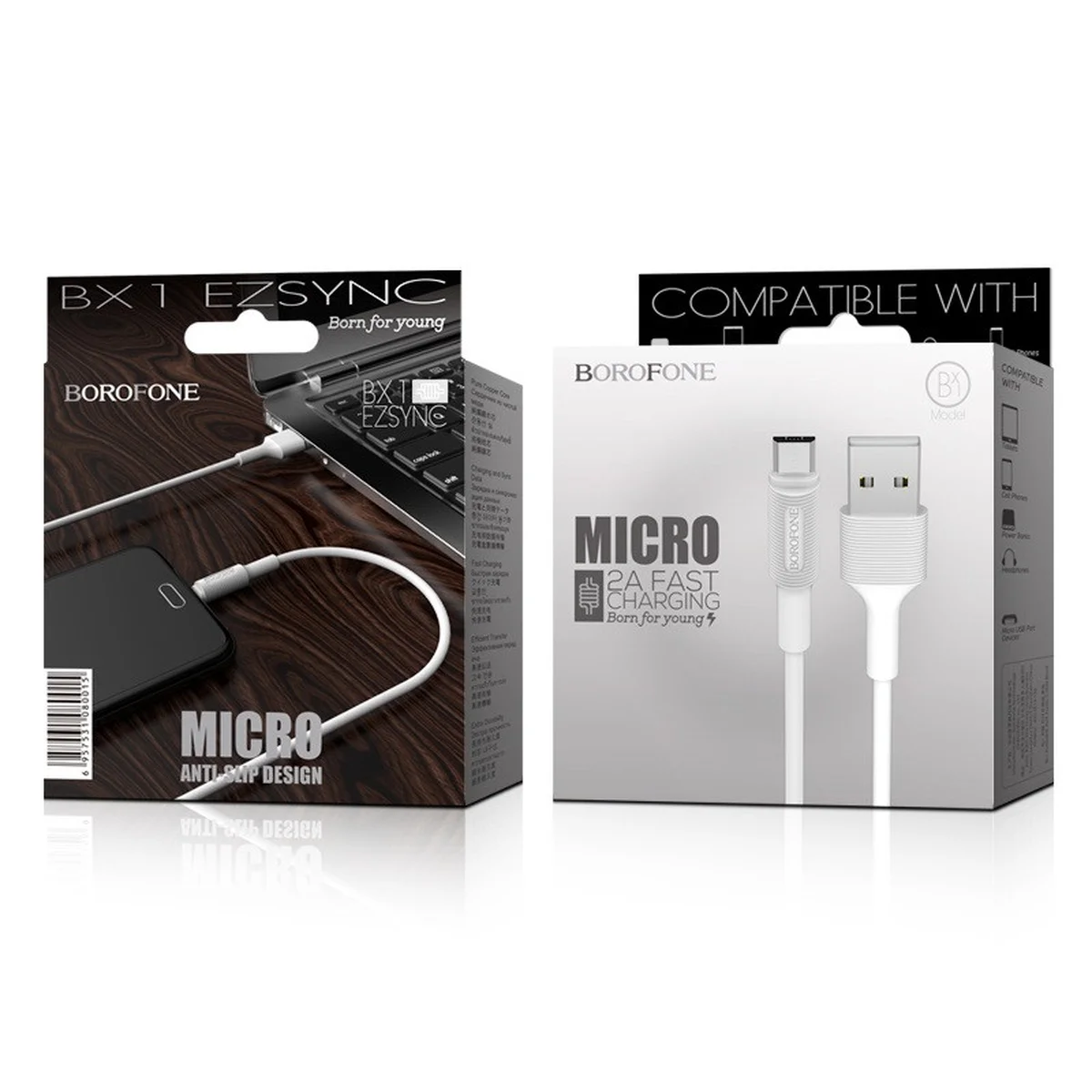 Дата кабель Borofone BX1 EzSync USB to MicroUSB (1m) Белый