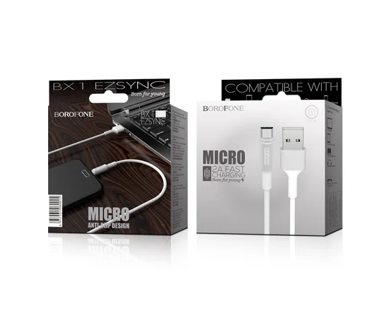 Дата кабель Borofone BX1 EzSync USB to MicroUSB (1m) Белый