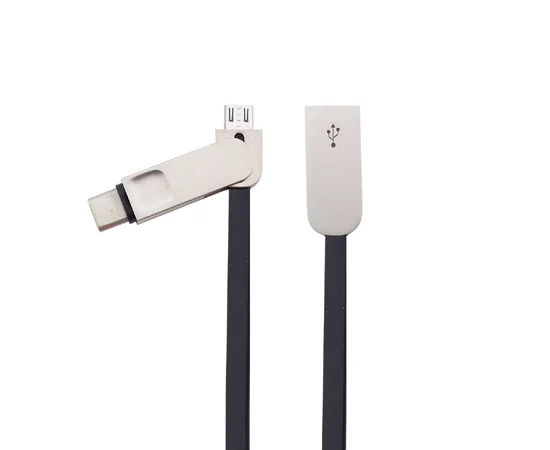 Переходник LDNIO LC90C OTG USB to MicroUsb / Type-C (Combo) 1m Черно - серебряный