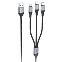 Дата кабель Hoco X102 Fresh 3in1 USB to Lightning + MicroUSB + Type-C (1m) Black