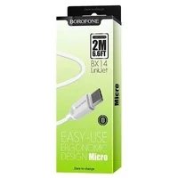 Дата кабель Borofone BX14 USB to MicroUSB (2m) Білий