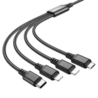 Дата кабель Hoco X76 4in1 2xLightning + Type-C + MicroUSB (1m) Black