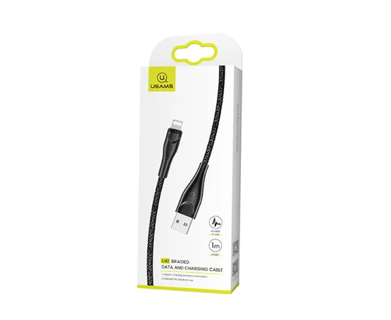 Дата кабель Usams US-SJ391 U41 Lightning Braided Data and Charging Cable 1m Черный