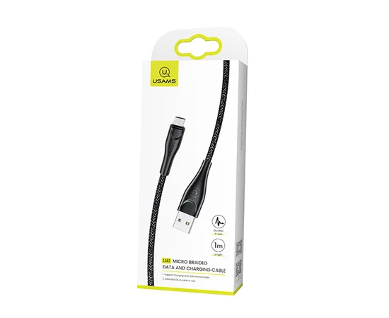 Дата кабель Usams US-SJ399 U41 Micro Braided Data and Charging Cable 3m Черный
