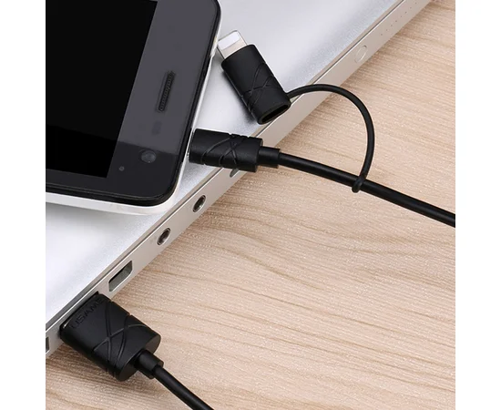 Дата кабель Usams US-SJ077 2in1 U-Gee USB to Micro USB + Lightning (1m) Черный