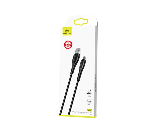 Дата кабель Usams US-SJ375 U38 Micro 4A Fast Charging & Data Cable 1m Черный