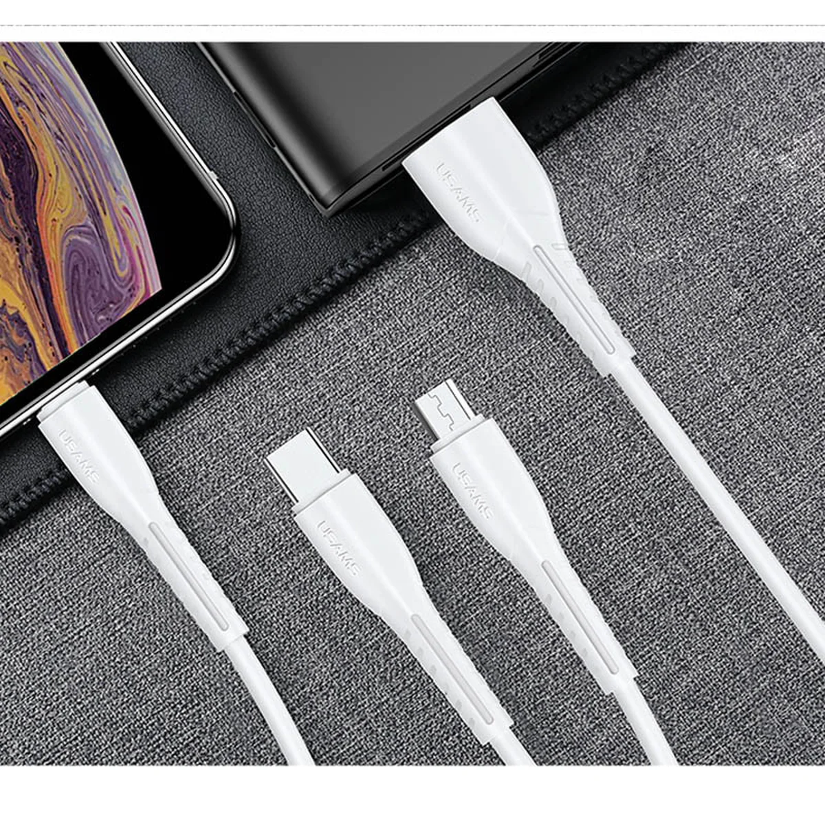 Дата кабель Usams US-SJ367 U35 3in1 USB to Combo 2A (1m) Белый