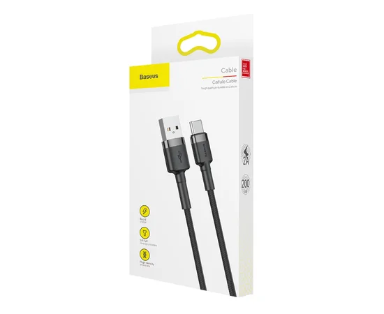 Дата кабель Baseus Cafule Type-C Cable 3A (0.5m) Серый / Черный