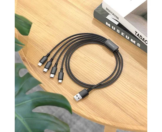 Дата кабель Borofone BX72 USB to 4in1 (Type-C/Type-C/MicroUSB/Lightning) (1m) Черный