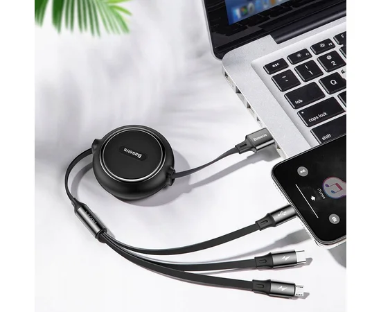 Дата кабель Baseus Golden Loop 3-in-1 (1.2m) Черный