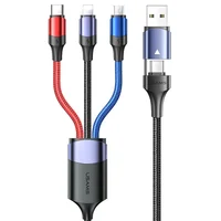 Дата кабель Usams US-SJ549 U71 USB + Type-C для Triple Head 3in1 (1.2m) Black