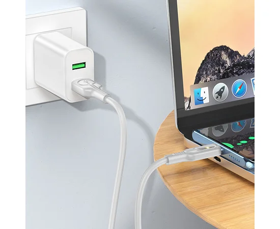 Дата кабель Hoco U120 Transparent explore intelligent power-off USB to Type-C 5A (1.2m) Gray