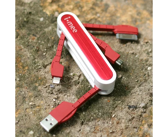 Дата кабель i-mee / melkco 3 в 1 (microUSB/30pin/lightning) Белый / Красный