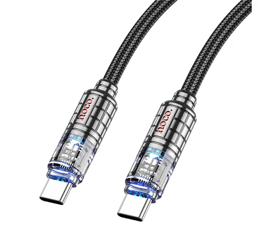 Дата кабель Hoco U122 Lantern Transparent Discovery Edition Type-C to Type-C 60W Black