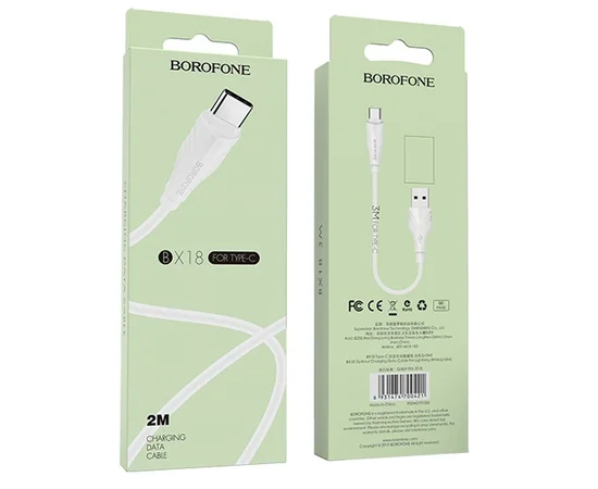 Дата кабель Borofone BX18 Optimal USB to Type-C (2m) Белый