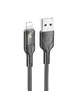 Дата кабель Hoco U120 Transparent explore intelligent power-off USB to Lightning (1.2m) Black