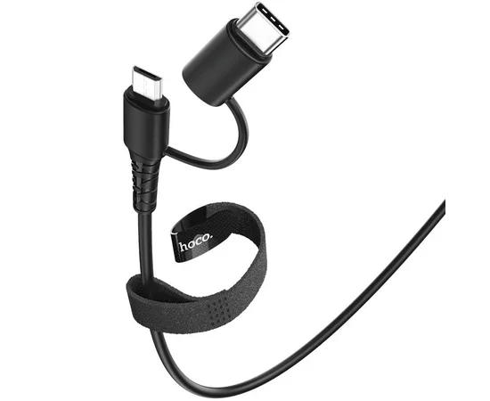 Дата кабель Hoco X54 Cool dual 2in1 USB to MicroUSB-Type-C (1m) Черный