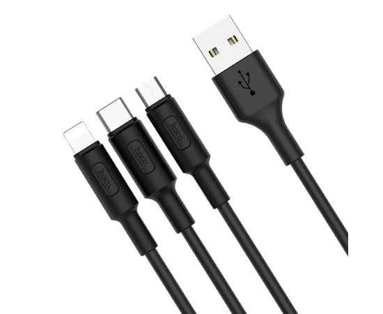 Дата кабель Hoco X25 "Soarer" 3in1 Lightning -MicroUSB-Type-C Черный
