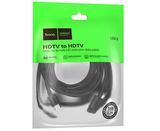 Дата кабель Hoco US13 HDTV male to HDTV female HD extension (1m) Black