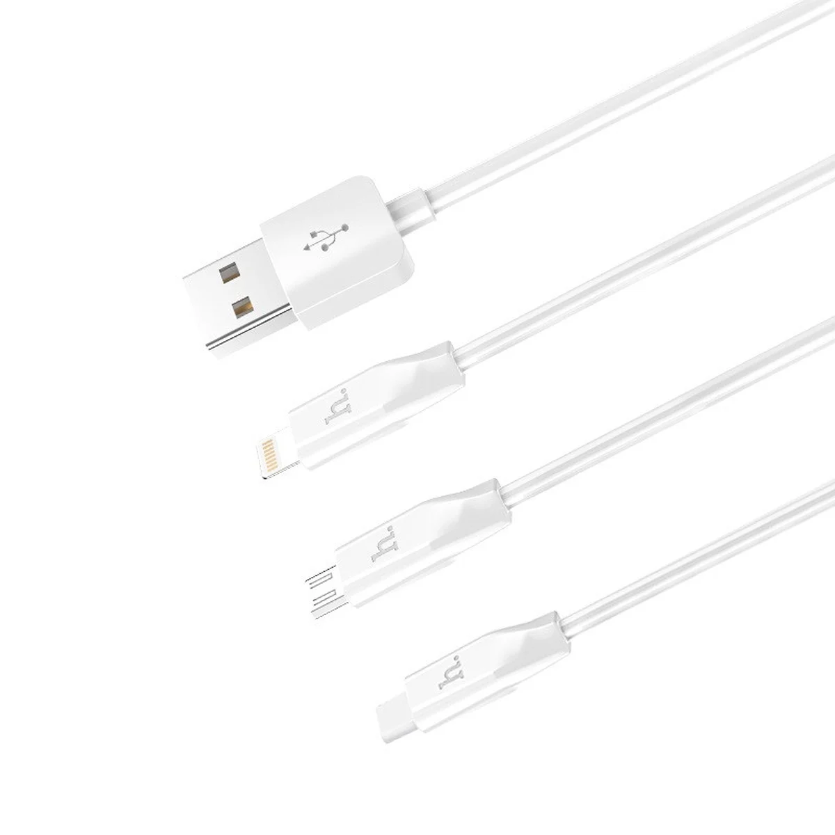 Дата кабель Hoco X1 Rapid 3in1 (Lightning+Micro USB+Type-C) (1m) Білий